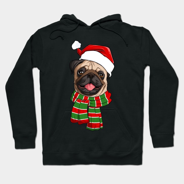 Christmas pug Hoodie by iconicole